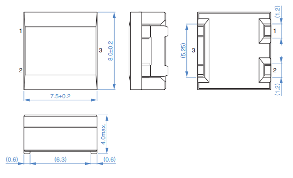 Mechanical Drawing - TDK HPL Wound Ferrite Inductors
